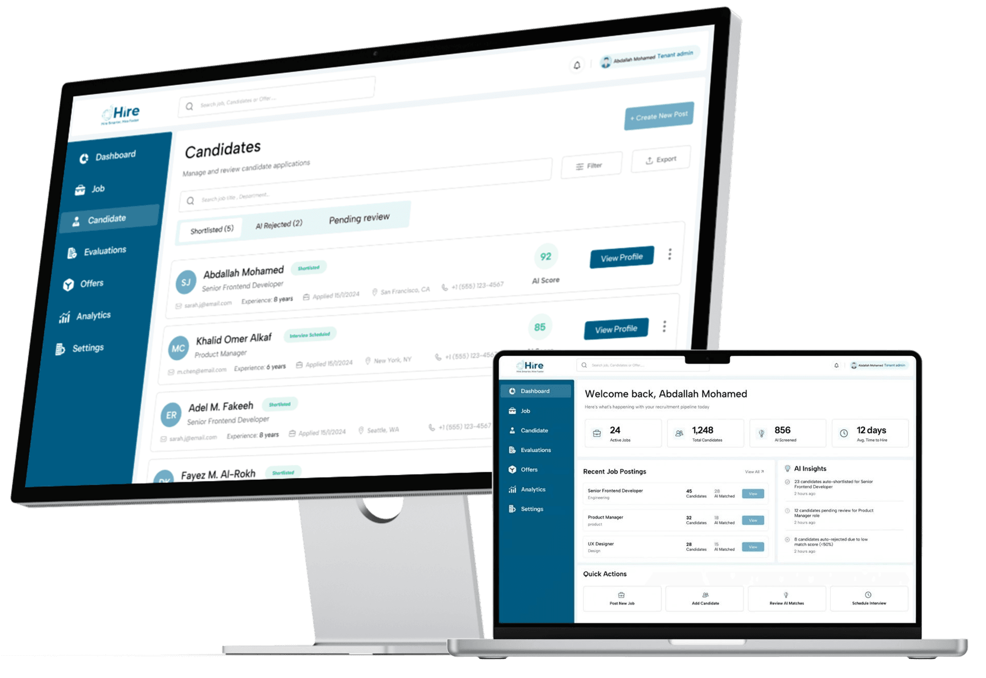 dHire dashboard preview